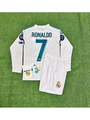Candy Cup R.madridd Kiev Şampiyonlar Ligi Finali Cristiano Ronaldo Uzun Kol Çocuk Forması 4'lü Set (Armalı)
