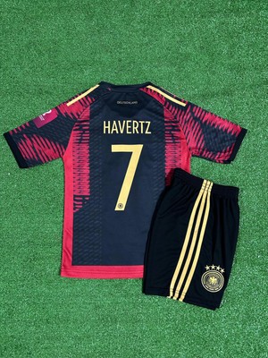 Candy Cup Almanya 2022 Dünya Kupası Kai Havertz Deplasman Çocuk Forması (Blackred)