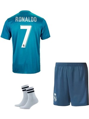Candy Cup Ş.ligi Turkuaz Realmadrid 2017/18 Ronaldo Futbol Çocuk Forması 3'lü Set