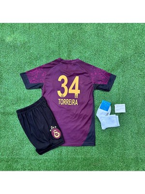 Candy Cup G'â.l.a.t.â.s.a.r.â.yy 2025-26 Yeni Sezon 5 Yıldızlı L.ucas T.orreira Deplasman Çocuk Forması 4'lü