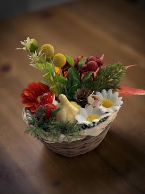 Florivya Design Dekoratif Hasır Sepet Aranjmanı – Doğal ve Şık Hediyelik