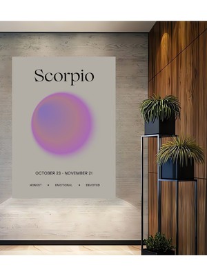 Teona Ahşap Dekoratif Ahşap Dikdörtgen Tablo Akrep Burcu