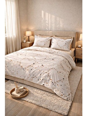 Miar %100 Pamuk Çift Kişilik Lastikli Çarşaflı Nevresim Seti – 4 Adet Yastık Kılıflı,toplam 6 Parça