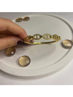 Velora Accessories Çelik Zirkon Taşlı Kelepçe Bileklik