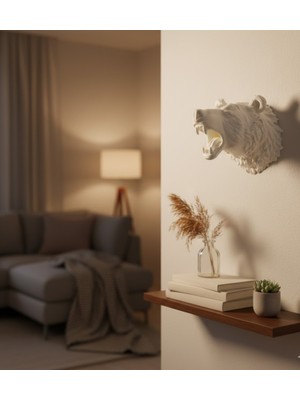 MegaSepet Krem Ayı Figürü Duvar Süsü Asılabilir Hediyelik Dekoratif 25X19 cm - ME001W-51TAQ0