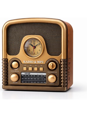 Bubitechh 7211BT Bluetoothlu Retro Radyo – Am Fm Sw 3 Bant, USB Tf Mp3, Saatli Şarjlı Nostaljik Radyo