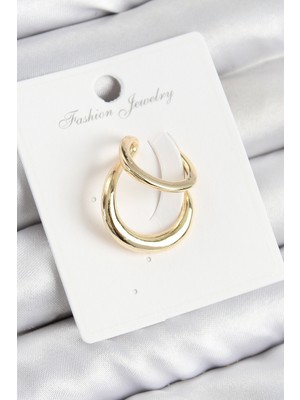 BT Teknik Pirinç Halka Model Gold Renk Sağ Kıkırdak Küpe