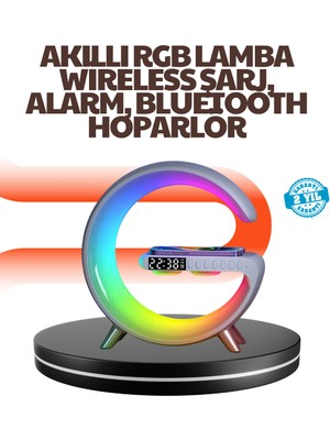 Tgzm 15W Hızlı Kablosuz Şarj Destekli Çok Fonksiyonlu Akıllı Masa Lambası - TG0012-2RKN22