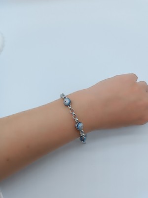 Lagül Aksesuar Xuping Zirkon Taşlı Kararmaz Nazar Boncuklu Silver Bileklik