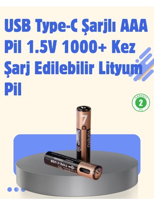 bebekokusu USB Type-C Şarjlı Aaa Lityum Pil | 1.5V Sabit Voltaj 1000+ Şarj Döngüsü ile Uz - BKS5229-3118
