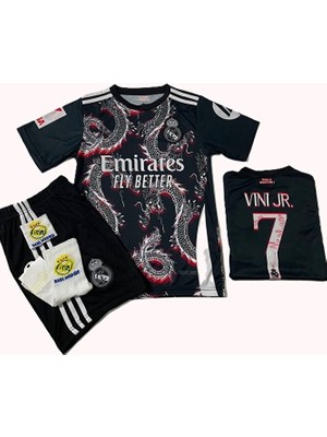 Candy Cup R.madridd 2024/25 Yeni Sezon Vini Jr Konsept Çocuk Forması 4'lü Set (Armalı-Red-Black)