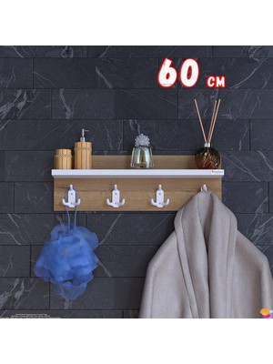 Modilayn Kedi Serisi 56,4X18 cm 4’lü Banyo Askısı Seti | 12 Kancalı Raflı Düzenleyici Yer Tasarrufu.