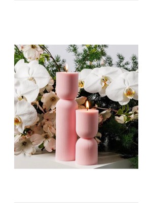 Lalezen Home Pembe Blok Mum Seti