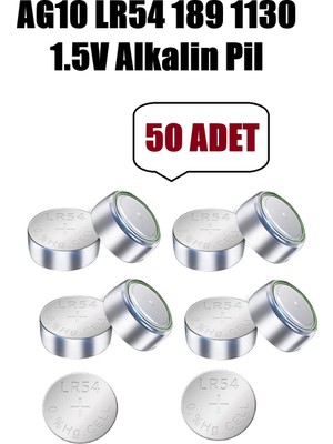 Derwell 50 Adet 50'li AG10 1131 SG10 389 189 LR54 5 Kartel Düğme Pil Hesap Makinesi/terazi/saat/oyuncak/garaj Pili Yuvarlak Pil