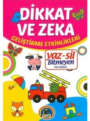 Yaz-Sil Dikkat ve Zeka Bitmeyen Yazı Defteri+Tahta Kalem
