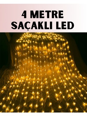 Zero Land Storozal 4 Metre Icicle Şelale LED Yılbaşı Perde Işık Sıcak Ambiyans