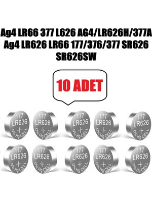 Derwell 10 Adet 10'lu Ag4 LR66 LR626H/377A 177/376 SR626 SR626SW 1 Kartel Düğme Pil Hesap Makinesi/terazi/saat/oyuncak/garaj Pili Yuvarlak Pil
