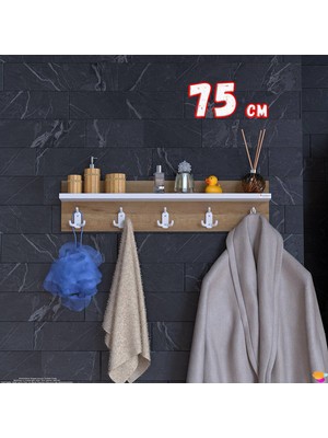 Modilayn Kedi Serisi 71,4X18 cm 5’li Banyo Askısı Seti | 15 Kancalı Raflı Düzenleyici Yer Tasarrufu.