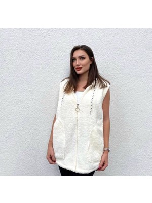 Beruflic Kadın Kapüşon ve Fermuar Detay Welsoft Kolsuz Yelek