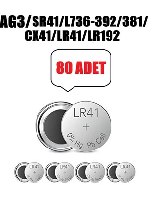 Derwell 80 Adet 80'li Ag3 LR41 392A SR41 1.5V 8 Kartel Düğme Pil Hesap Makinesi/terazi/saat/oyuncak/garaj Pili Yuvarlak Pil