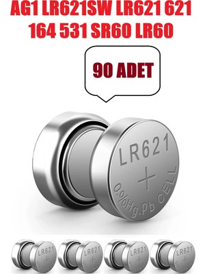 Derwell 90 Adet 90'lı Ag1 364 LR621SW Ag1 LR621 621 164 531 LR60 1.5V 9 Kartel Düğme Pil Hesap Makinesi/terazi/saat/oyuncak/garaj Pili Yuvarlak Pil