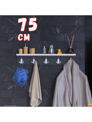 Modilayn Kedi Serisi 5’li Banyo Askısı Seti |71,4X18 cm 15 Kancalı Raflı Düzenleyici Yer Tasarrufu.