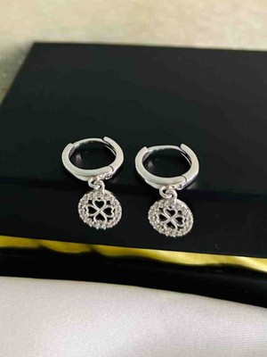 Generic 925 Ayar Gümüş Silver Renkli Halka Tasarım Kadın Küpe -  Sallantılı Model