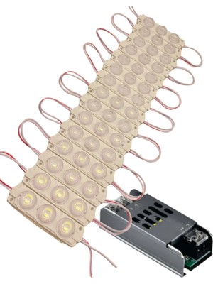 Powerr Led Aydınlatma 20 Adet 12 Volt 3 Watt 3 Lensli 3000K Günışığı 3030 Smd LED Modül 5A Slim Trafo Set