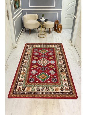 Dolce Mariee Etnik Desen Dijital Baskı Kaymaz Taban Halı H0015