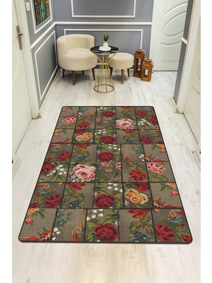 Dolce Mariee Vintage Desen Dijital Baskı Kaymaz Taban Halı H0023