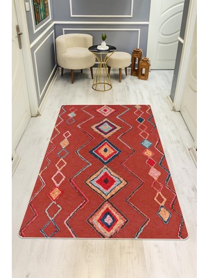 Dolce Mariee Etnik Desen Dijital Baskı Kaymaz Taban Halı H0025