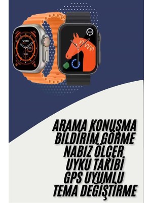 Akıllı Saat Kordon Hediyeli Güçlü Batarya Kapasiteli Titreşimli Bildirim Görme Unisex