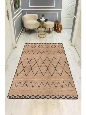 Dolce Mariee Etnik Desen Dijital Baskı Kaymaz Taban Halı H0004