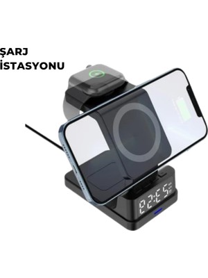 Kablosuz Şarj Istasyonu ve Dijital Saat – Apple Uyumlu, 3 Kademeli Işık Ayarı