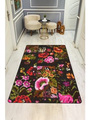 Dolce Mariee Vintage Desen Dijital Baskı Kaymaz Taban Halı H0024