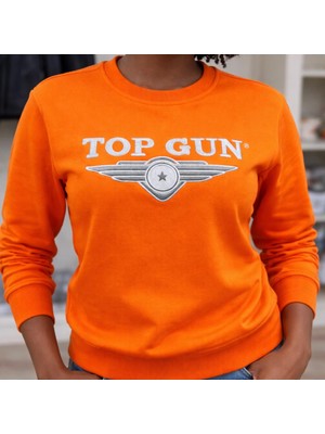 Top Gun Nakıslı Sweat Turuncu