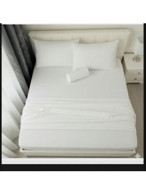 H&F Trendline Beyaz Düz Battal Boy Lastikli Çift Kişilik Çarşaf Seti (+2 Yastık Kılıfı)