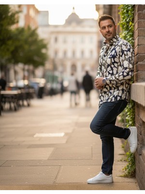 Yusgos Uzun Kollu Pamuklu Leopar Desenli Regular Fit Erkek Gömlek