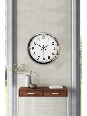 Emt Pazarlama Zentime Krom Elegance 40 Cm Metal Standart Duvar Saati