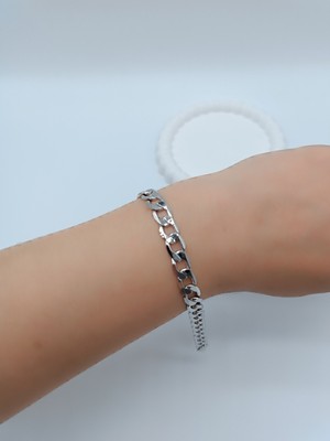 Lagül Aksesuar Xuping 14K Altın Kaplama Kararmaz Paslanmaz Kalın Zincir Model Silver Bileklik