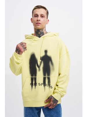 Machinist Erkek Free Sprit Yıkamalı Oversize Sweatshirt Açık Sarı