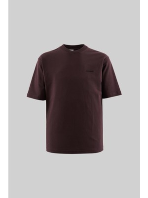 Machinist Erkek Relaxed Basic Pamuklu Tişört Kahverengi