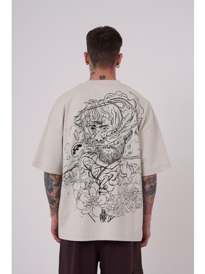 Machinist Erkek Premium Aristotales High Baskılı Oversize Tişört Uzay Grisi