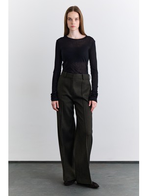 Manuka Klasik Pileli Kumaş Pantolon Haki