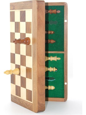 Dinç Store 44 Dinç Store Mıknatıs Taşlı Ahşap Kutulu Satranç Oyunu 35 cm Renkli Zarif Tasarım