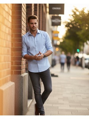 Yusgos Uzun Kollu Pamuklu Kolay Ütü Oxford Regular Fit Erkek Gömlek