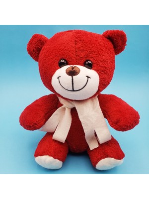 Kırmızı Peluş Atkılı Oyuncak Ayıcık Dinç Store