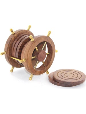 Pirinç Dümenli Ahşap Bardak Altı Dinç Store