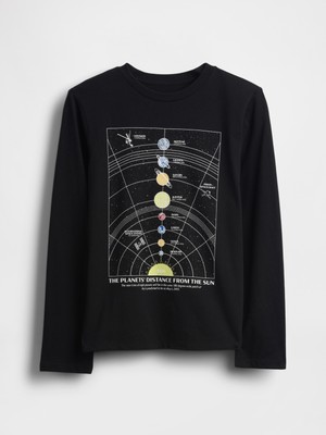 Gap Erkek Çocuk Siyah Grafik Baskılı T-Shirt