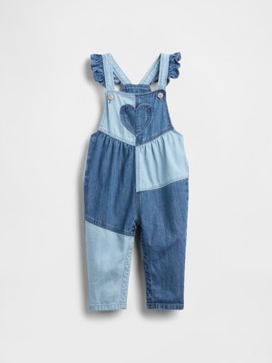 Gap Bebek Mavi Two-Tone Denim Heart Tulum